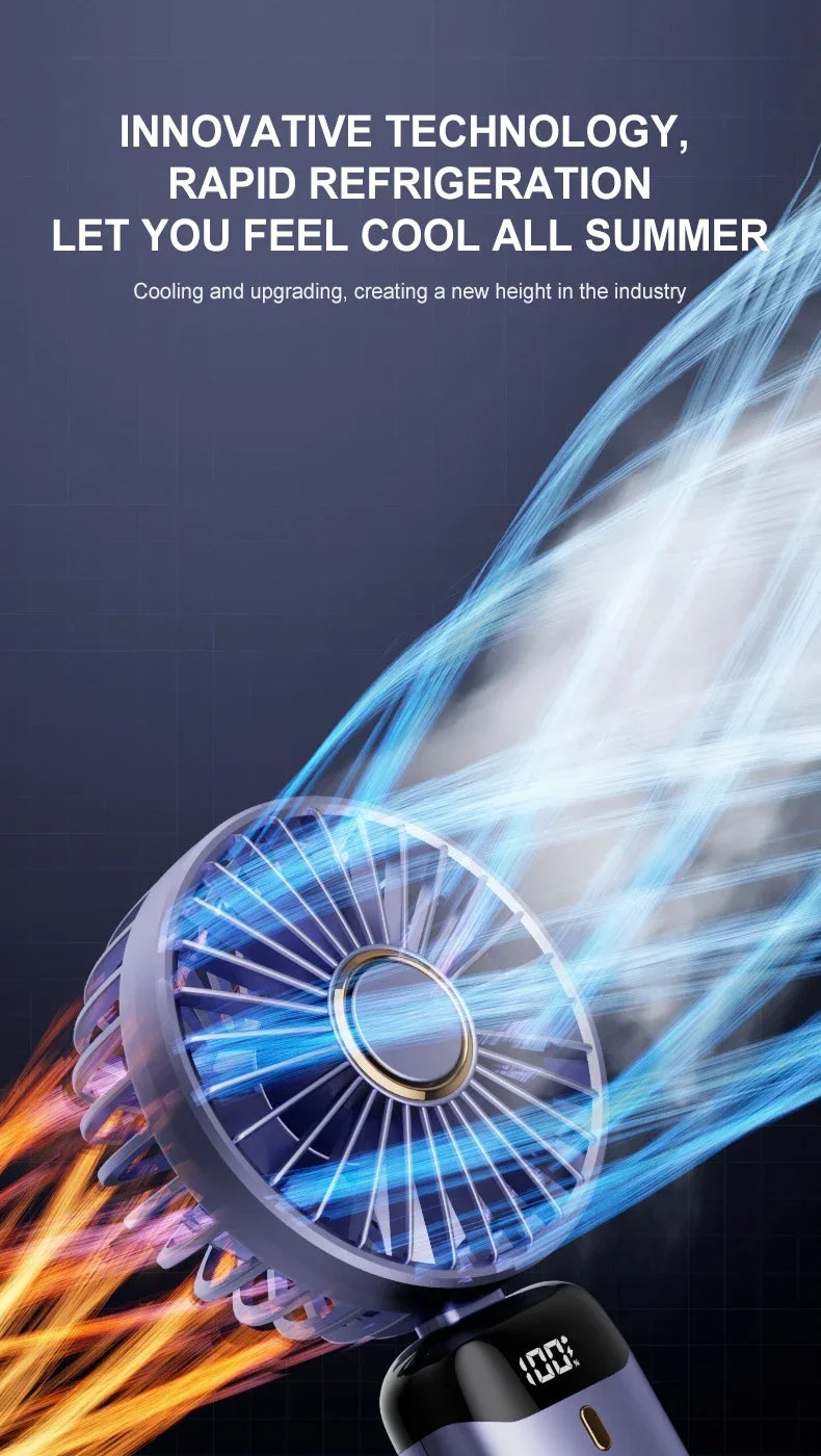 Handheld Mini Fan Foldable Portable Neck Hanging Fans 5 Speed USB Rechargeable.