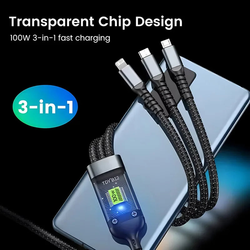 Gadgit Co™ – 3-in-1 Fast Charging Cable (Lightning + Type-C + Micro USB)
