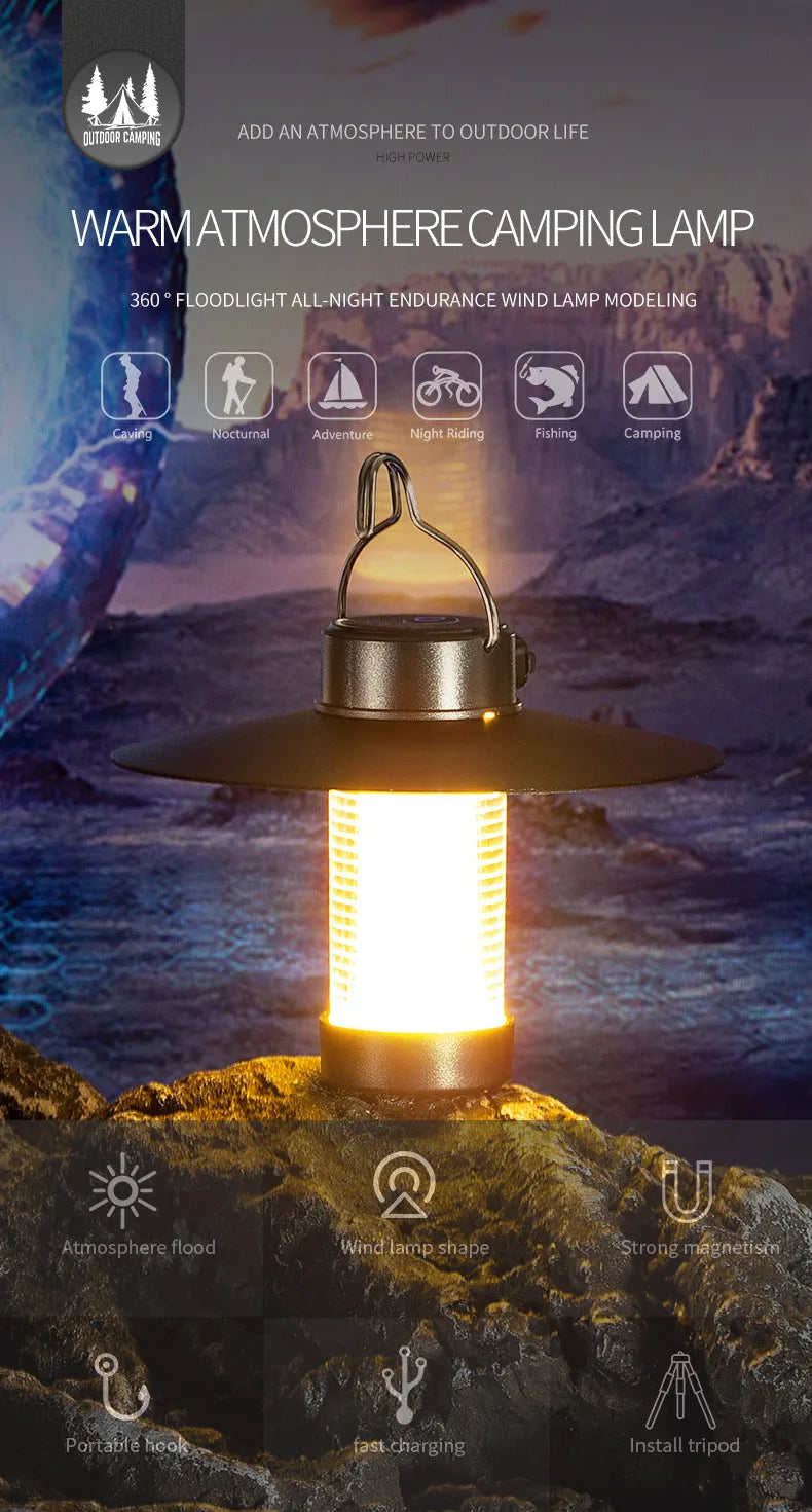 Gadgit Co LED Camping Lantern | 600 Lumens, Dimmable, Magnetic, Type-C, Waterproof