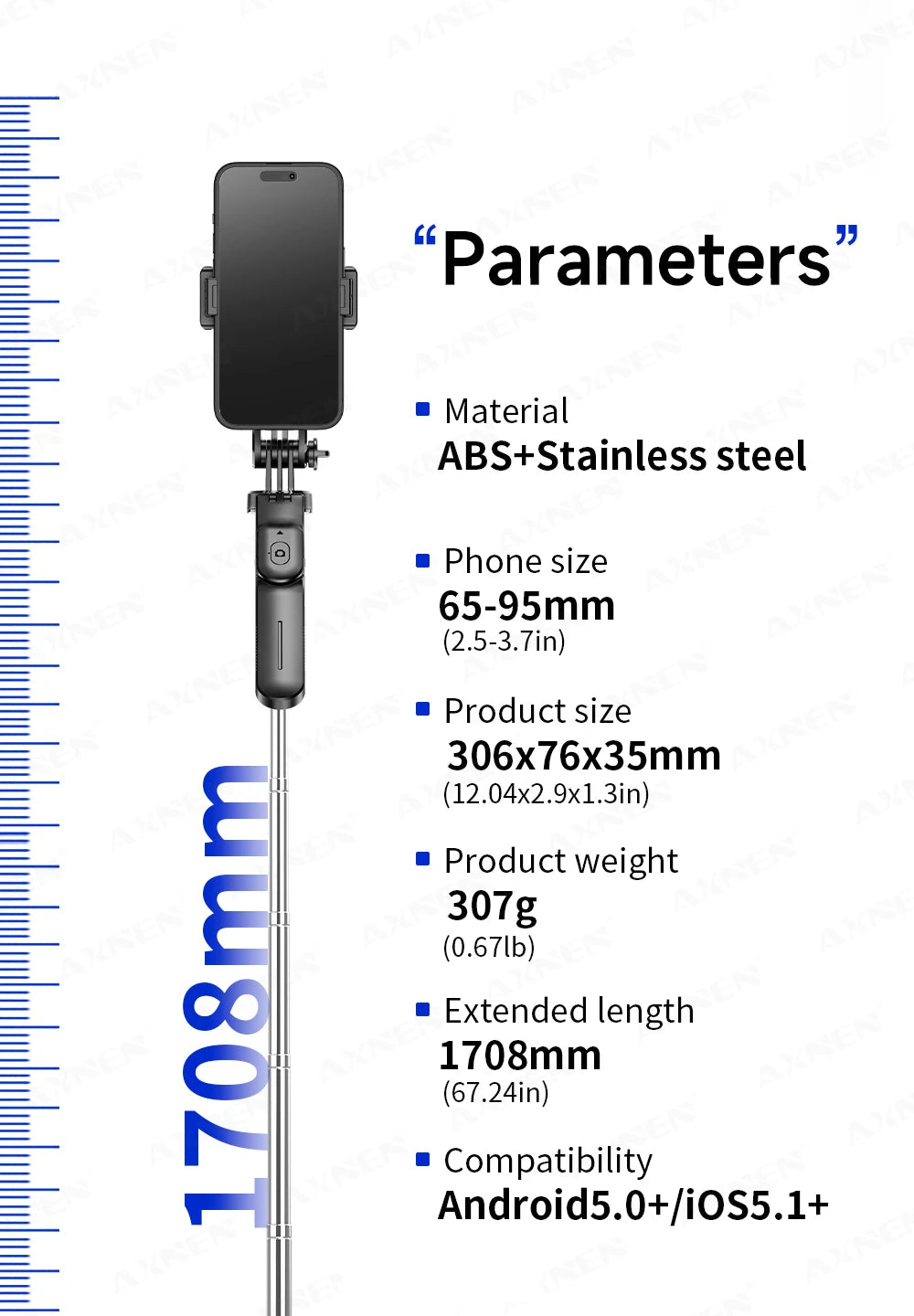 SnapPro X™ – 1708mm Extendable Selfie Tripod