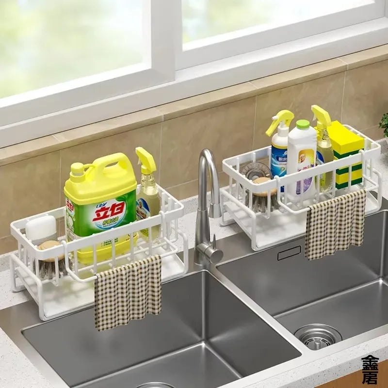 Gadgit Co Tap-Mounted Spice Shelf & Sink Organizer | No Drilling, Drainage Rack