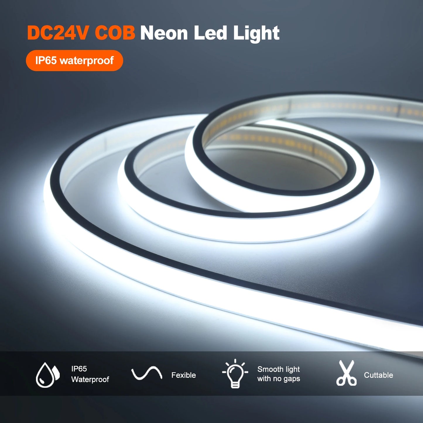 Gadgit Co AquaGlow™ Waterproof COB LED Strip Light | 12V & 24V, IP65/67, 0.5–20m