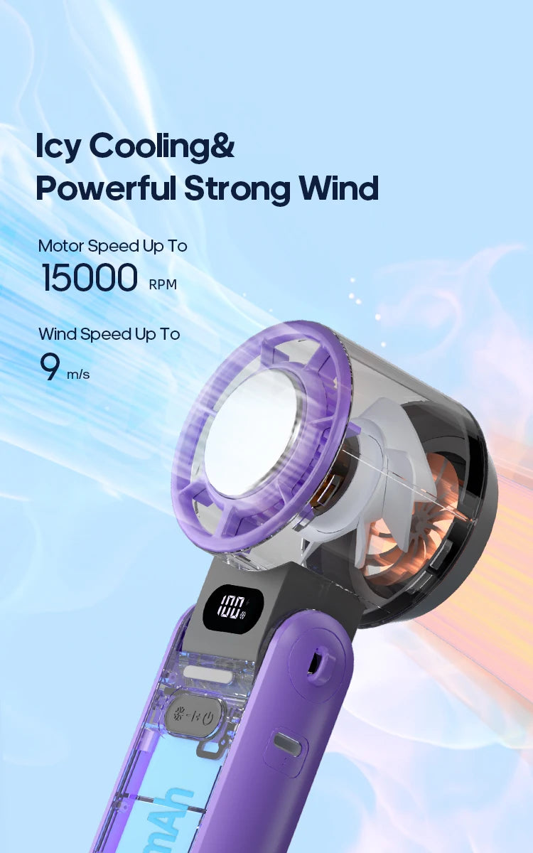 Gadgit Co™ Handheld Fan | Ice-Cool Technology, 100-Speed, 3600mAh, USB Rechargeable