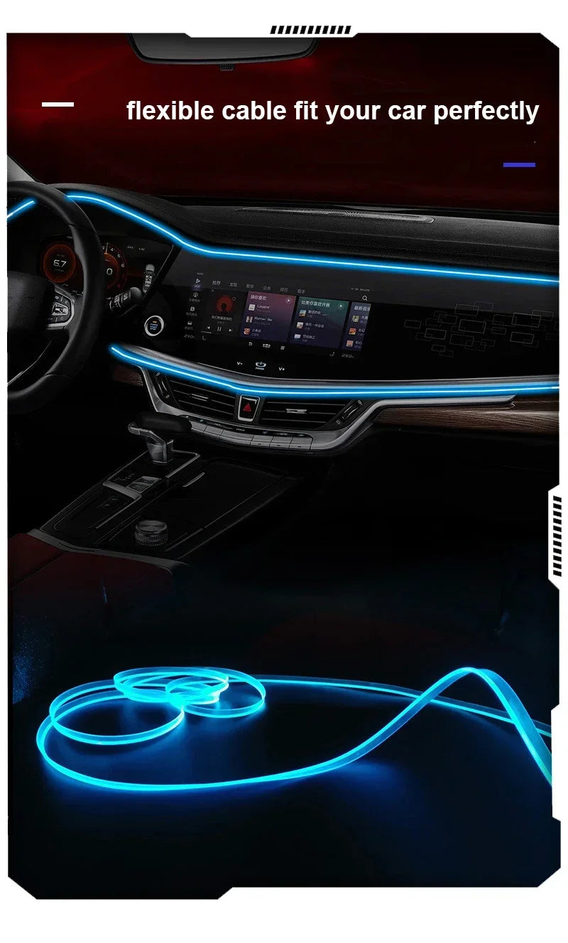 Gadgit Co RGB Car Interior Fiber Optic Ambient Light | APP Control, Music Sync, 4 Lengths