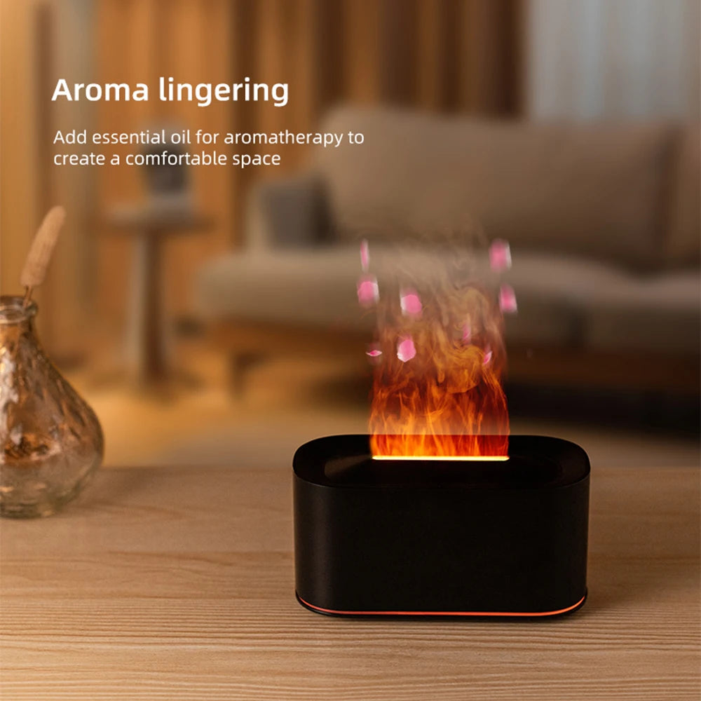 Gadgit Co Flame Effect Essential Oil Diffuser & Humidifier | 7-Colour Flame Light, Auto Off