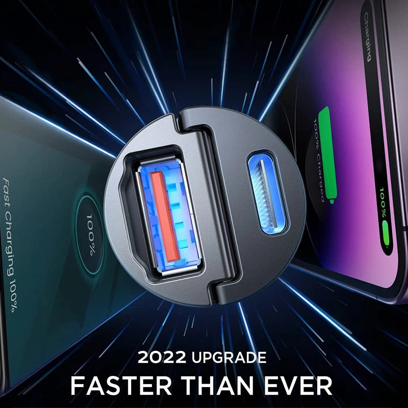 Dual Port USB-C Fast Car Charger | 100W GaN