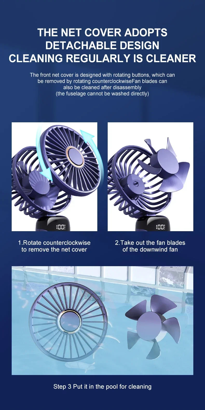 Handheld Mini Fan Foldable Portable Neck Hanging Fans 5 Speed USB Rechargeable.
