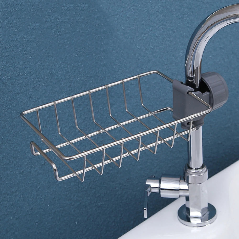 Gadgit Co Faucet Sink Caddy | Sponge, Soap & Towel Holder, No Drilling, 6 Styles