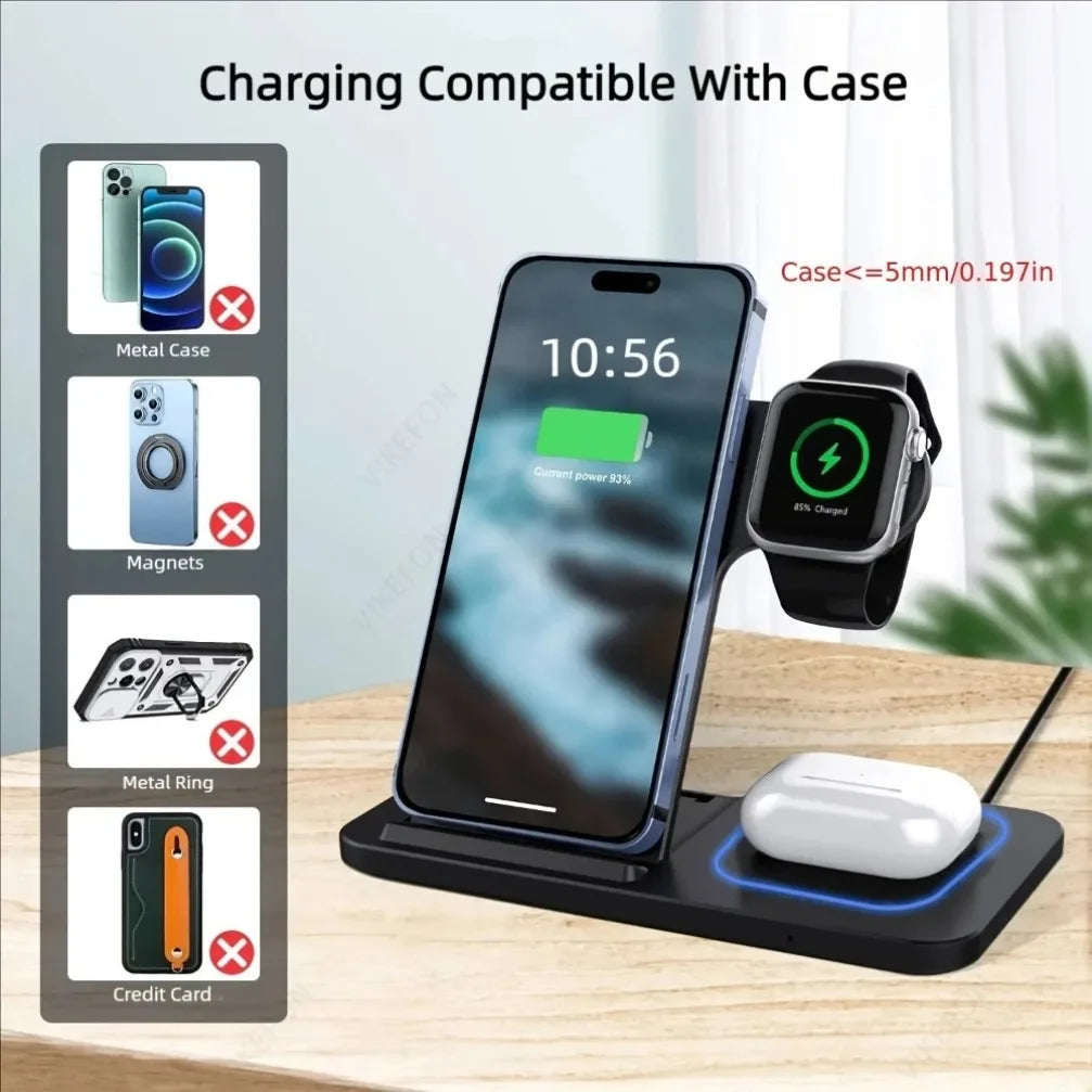 Gadgit Co™ 3-in-1 Wireless Charging Station | 15W Fast Charge, Qi Certified