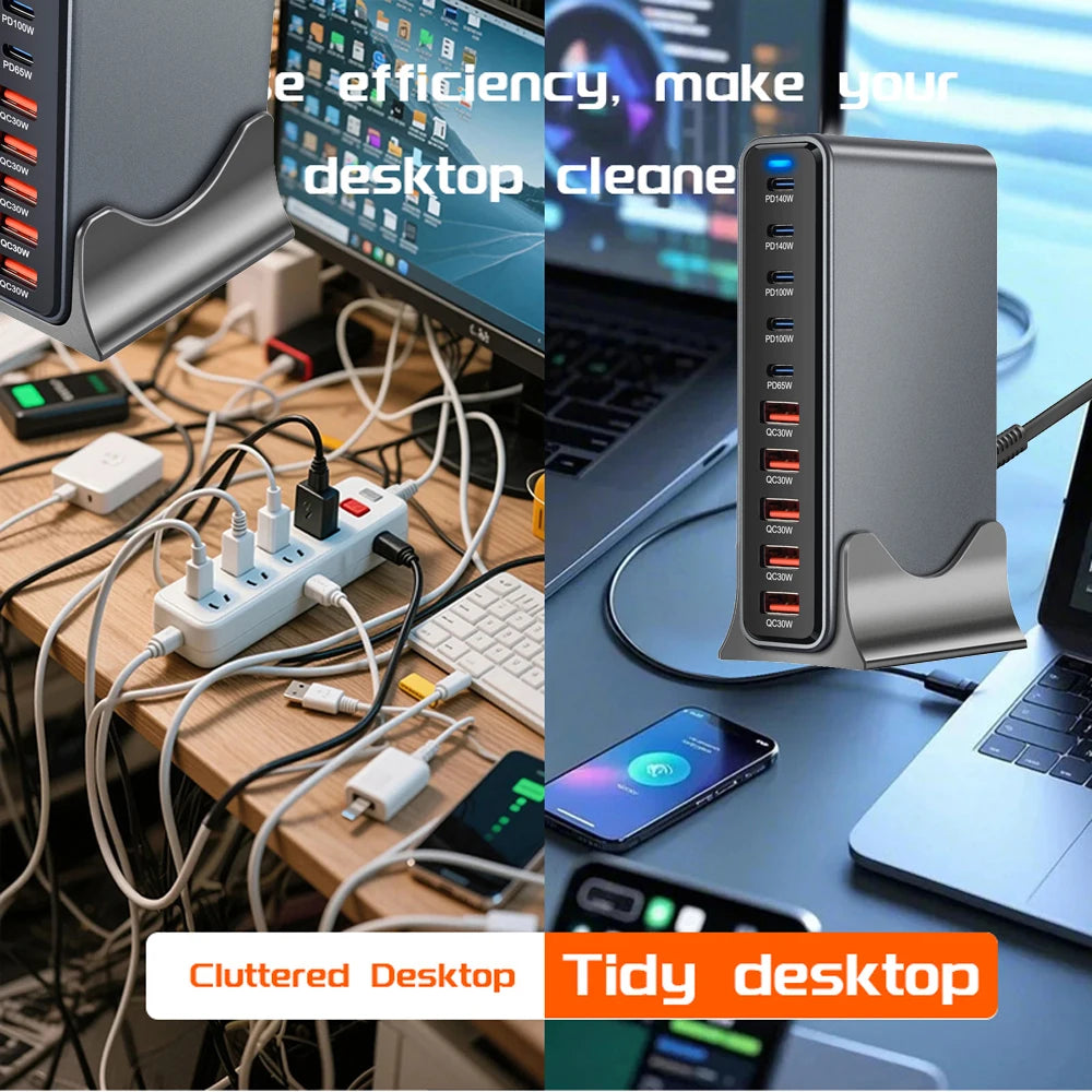 Gadgit Co PowerHub Station™ – Multi-Port GaN Desktop Charging Station | Up to 800W