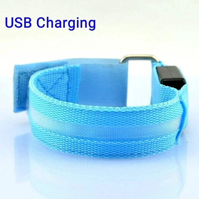 USB Rechargeable LED Night Running Armband Safety Light Belt for Outdoor Sports Cycling Bike Warning Wristband Arm Leg Light