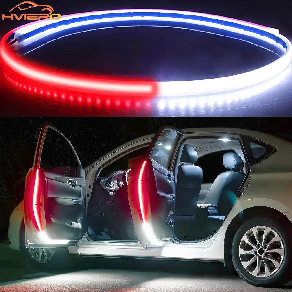 Gadgit Co Car Door LED Warning Strip | 120cm, White + Red Flash, 12V, Waterproof
