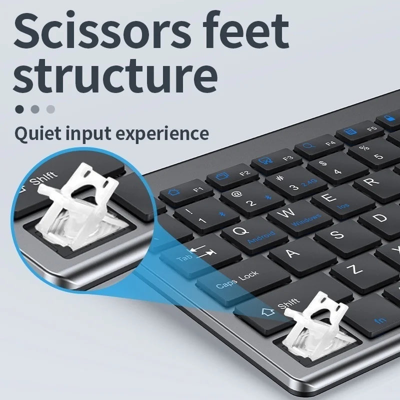 Gadgit Co™ – Slim Rechargeable Wireless Keyboard & Mouse Combo | 4-Device | Multi-Language