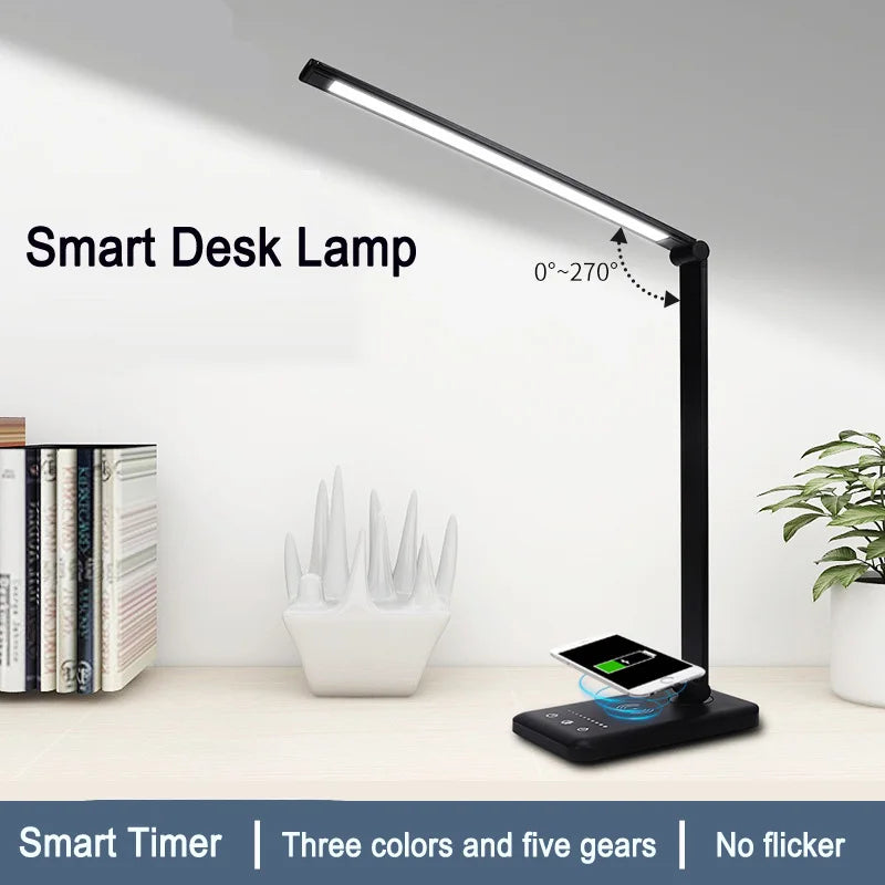 Gadgit Co™ Folding LED Desk Lamp | Wireless Charging, 3 Colour Temps, Timer