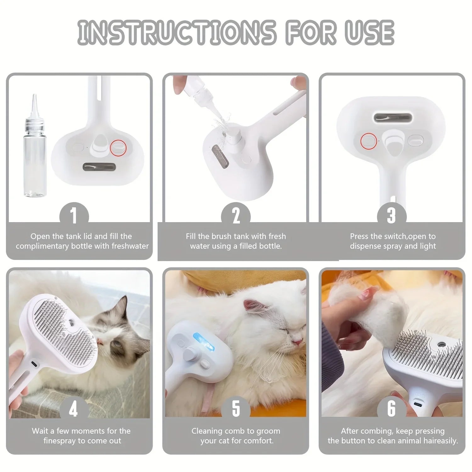 SteamGroom Pro™ – 2-in-1 Pet Steam Brush