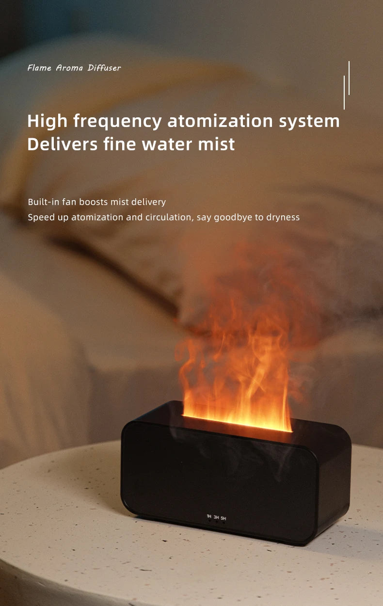 Gadgit Co 3D Flame Aroma Diffuser & Humidifier | 120ml, 7-Colour Flame, Timer