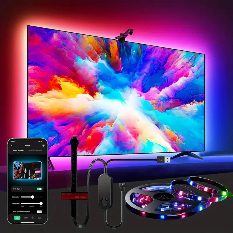 GlowSync Pro™ – Smart RGBIC TV Backlight with Camera