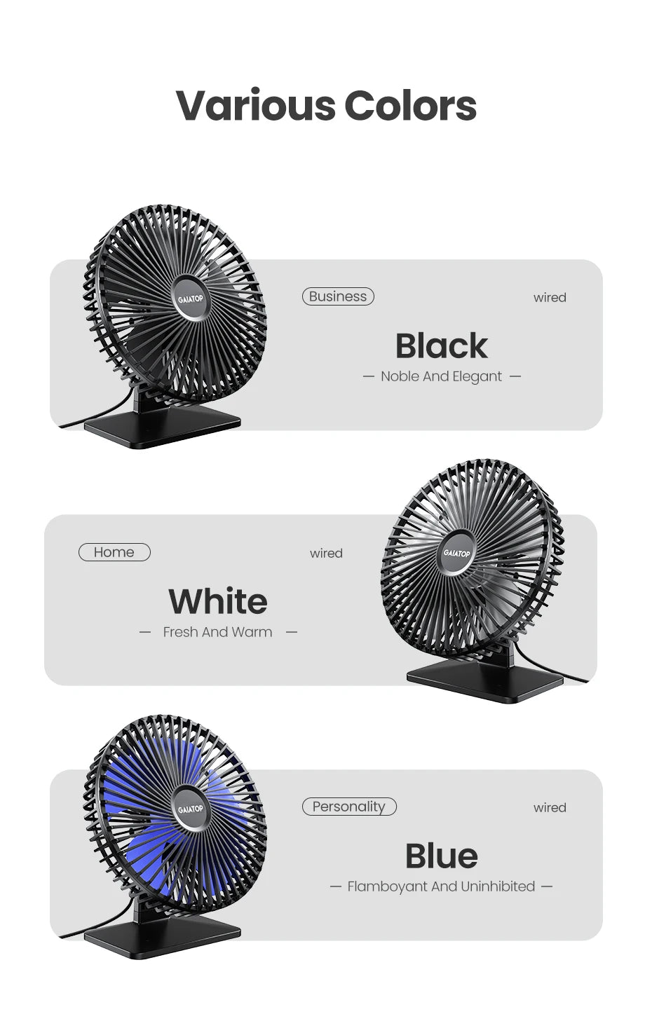 Gadgit Co™ USB Desk Fan | 4-Speed, 90° Tilt, Oscillating, Ultra-Quiet