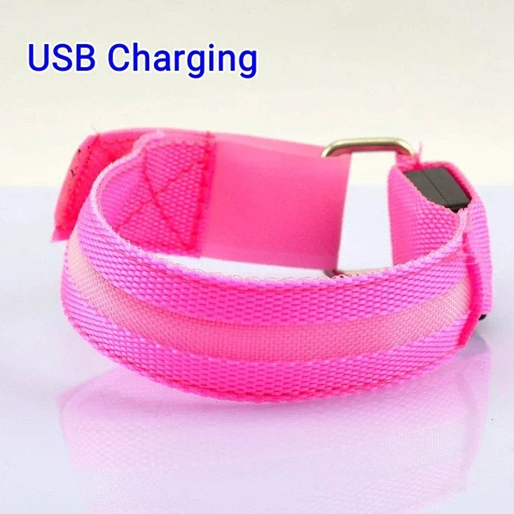 USB Rechargeable LED Night Running Armband Safety Light Belt for Outdoor Sports Cycling Bike Warning Wristband Arm Leg Light