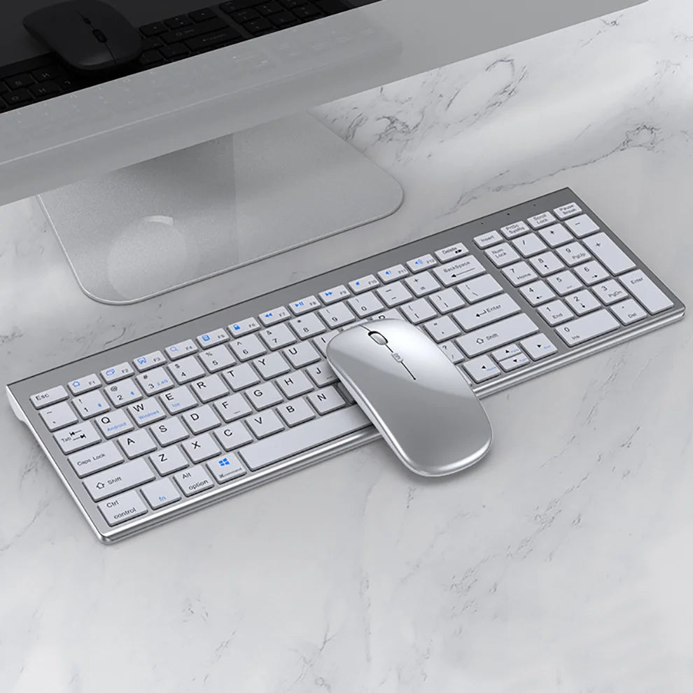 Gadgit Co™ – Slim Rechargeable Wireless Keyboard & Mouse Combo | 4-Device | Multi-Language