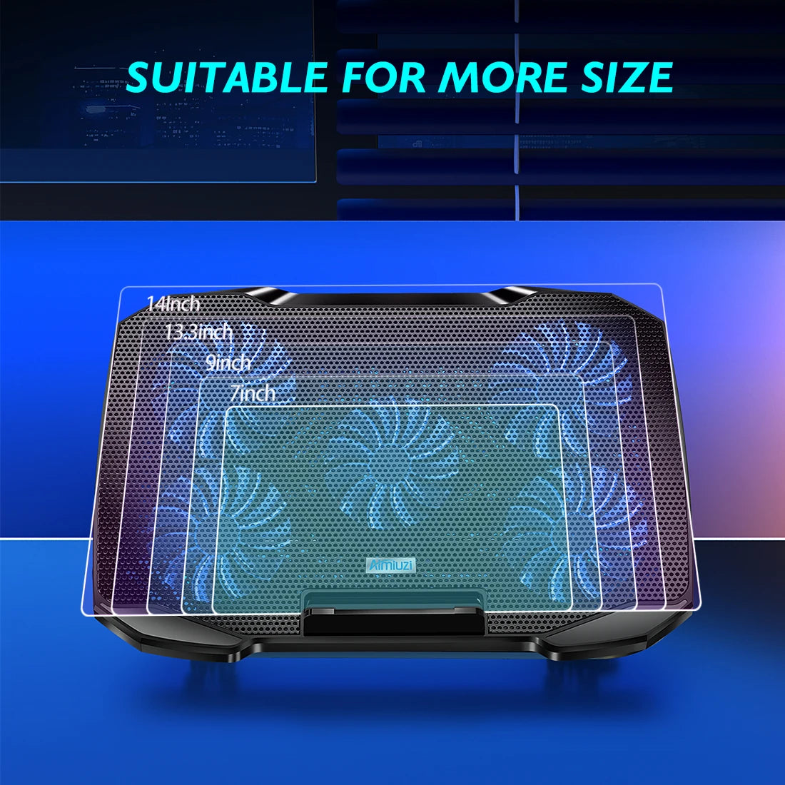 Gadgit Co™ – 5-Fan Laptop Cooling Pad | Adjustable Height | 2 USB Ports | 12–15.6"