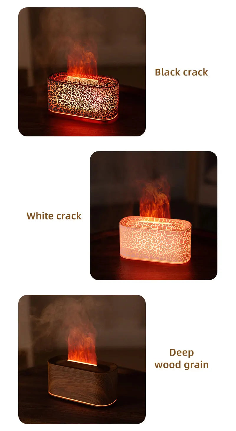 Gadgit Co Flame Effect Essential Oil Diffuser & Humidifier | 7-Colour Flame Light, Auto Off