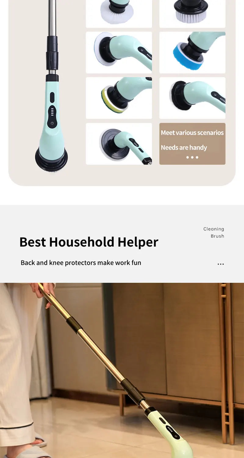 Gadgit Co™ – Electric Spin Scrubber with Extendable Handle & LED Display
