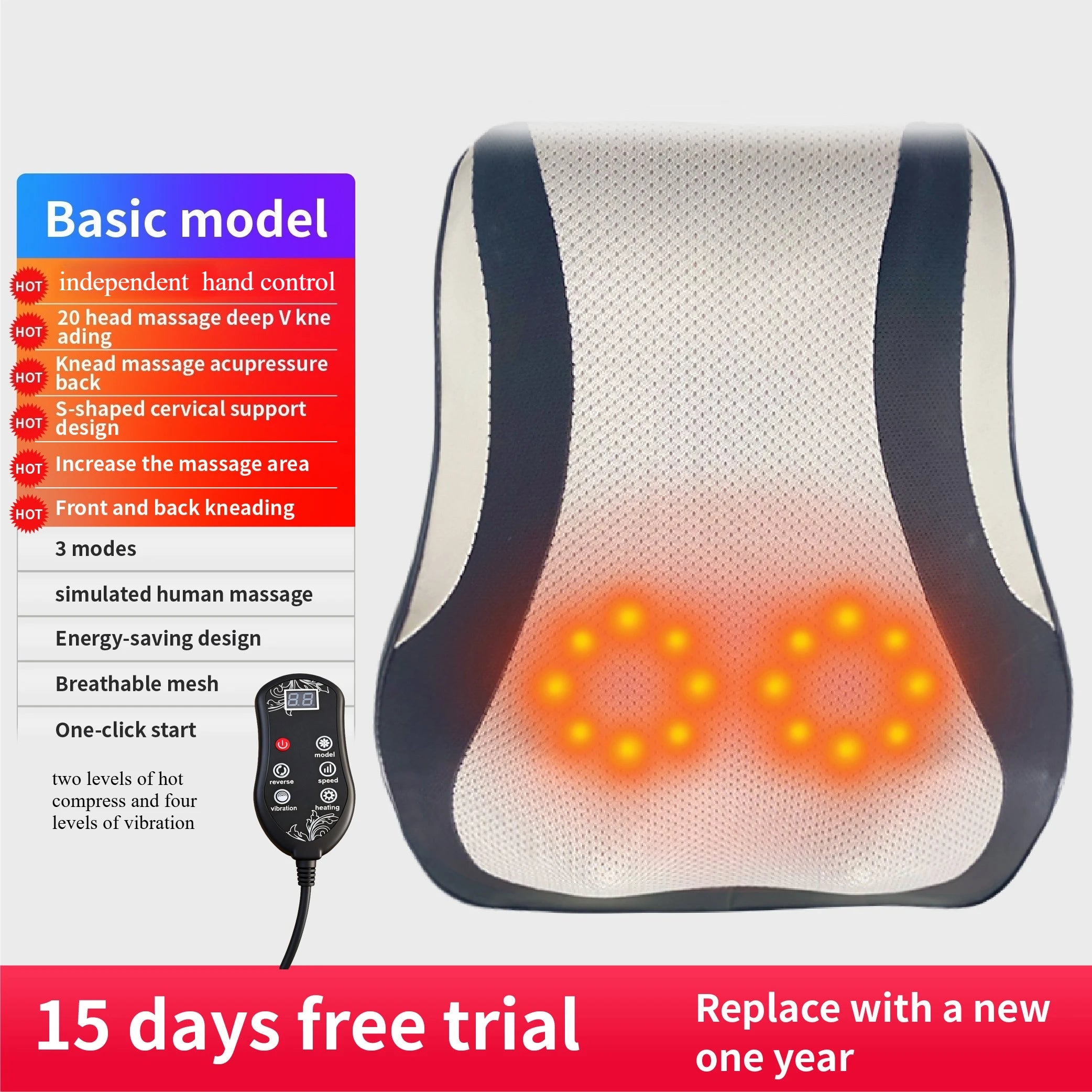 ReliefPro Elite™ – Heated Shiatsu Neck & Back Massager Pillow