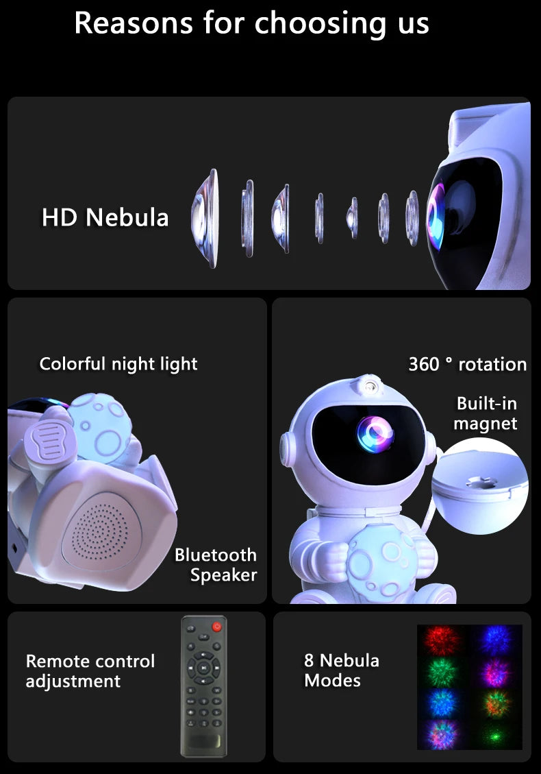 Gadgit Co™ Astronaut Galaxy Light Projector | Bluetooth Speaker, Remote