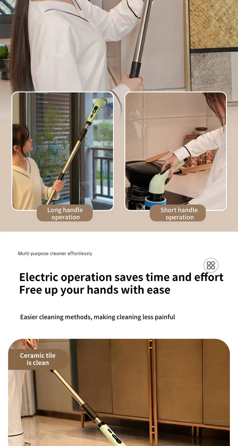 Gadgit Co™ – Electric Spin Scrubber with Extendable Handle & LED Display