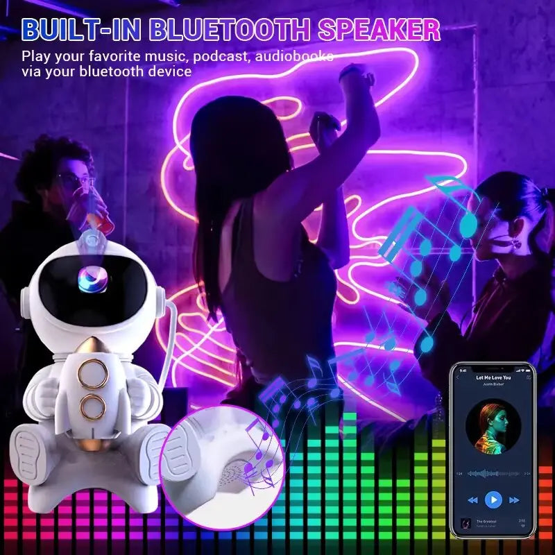 Gadgit Co™ Astronaut Galaxy Light Projector | Bluetooth Speaker, Remote