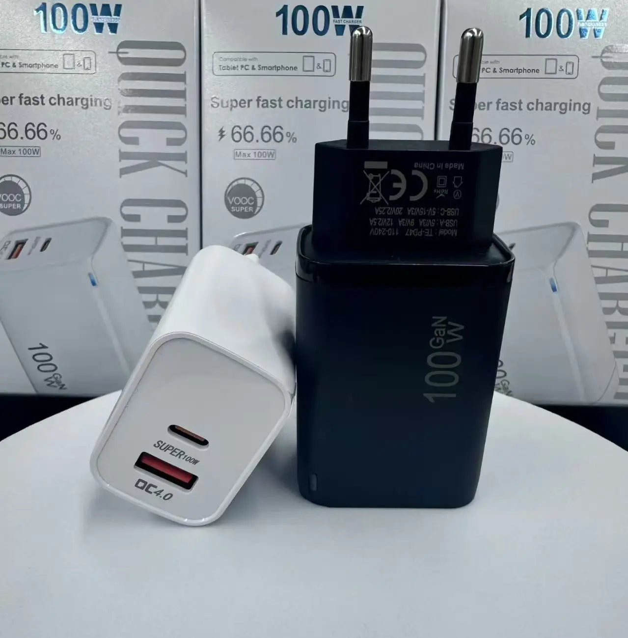 100W GaN USB-C +USBA   Charger  for MacBook Air ，Samsung Galaxy,Ipad Pro, Phone 17/16/15 and More , Power Bank  Quick Charge