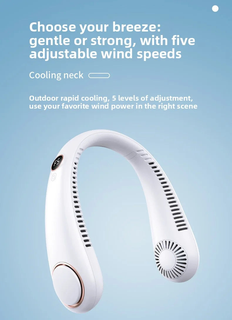 Gadgit Co Portable Bladeless Neck Fan | 5-Speed, USB Rechargeable, Hands-Free Cooling