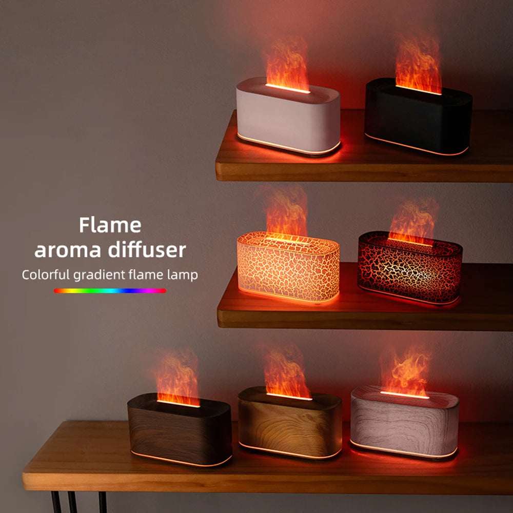 Gadgit Co Flame Effect Essential Oil Diffuser & Humidifier | 7-Colour Flame Light, Auto Off