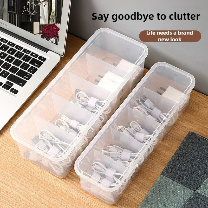 Transparent Data Cable Organizer Case for Office Home