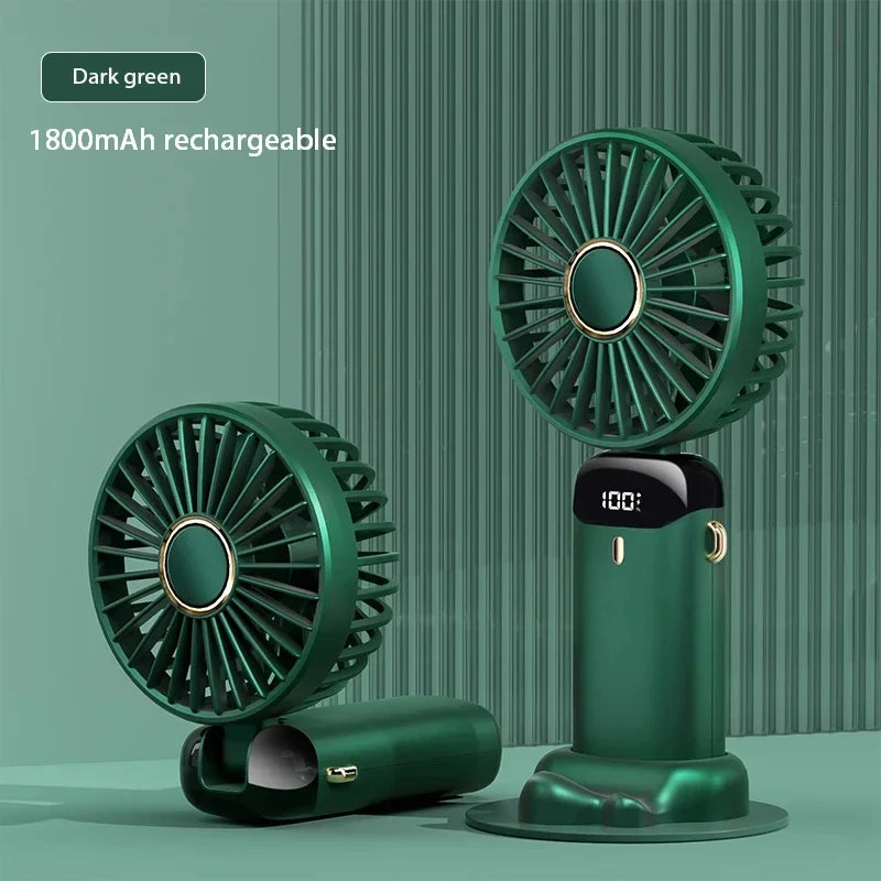 Handheld Mini Fan Foldable Portable Neck Hanging Fans 5 Speed USB Rechargeable.