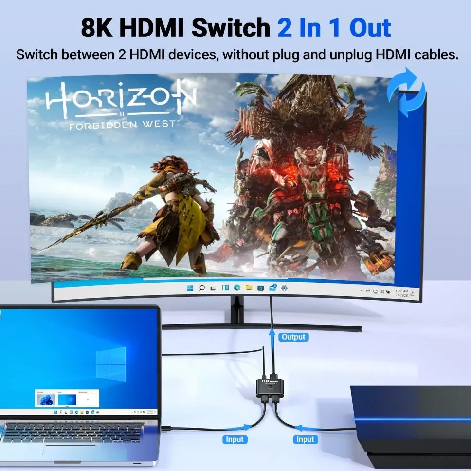SwitchHub 8K™ – Bi-Directional HDMI 2-in-1 Splitter