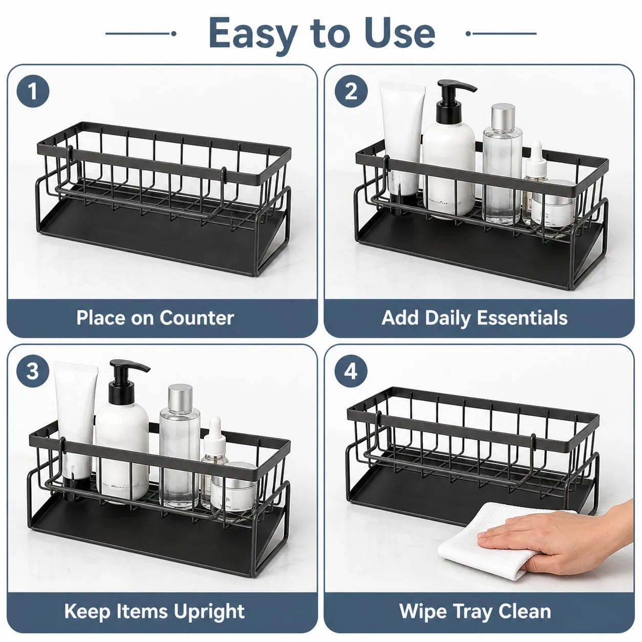 Gadgit Co Faucet Sink Caddy | Sponge, Soap & Towel Holder, No Drilling, 6 Styles