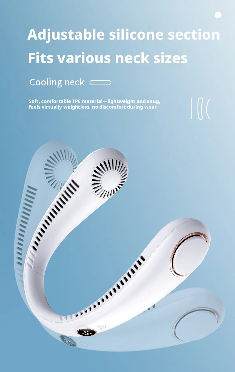 Gadgit Co Portable Bladeless Neck Fan | 5-Speed, USB Rechargeable, Hands-Free Cooling