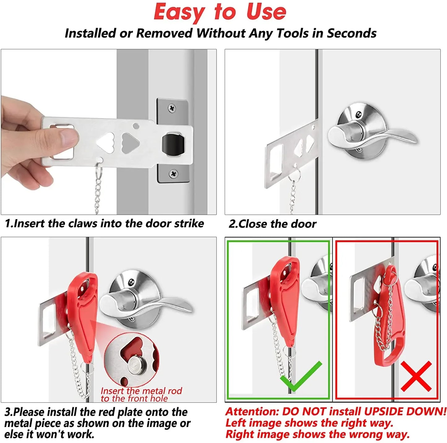 Gadgit Co Portable Travel Safety Door Lock | Universal, No Tools, Hotel & Home