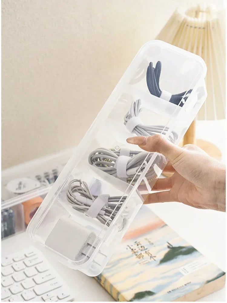 Transparent Data Cable Organizer Case for Office Home