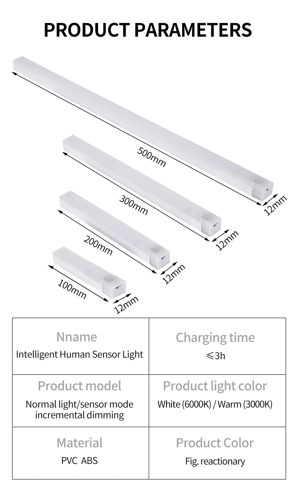 Gadgit Co PIR Motion Sensor Cabinet Light Bar | USB Rechargeable, 4 Sizes