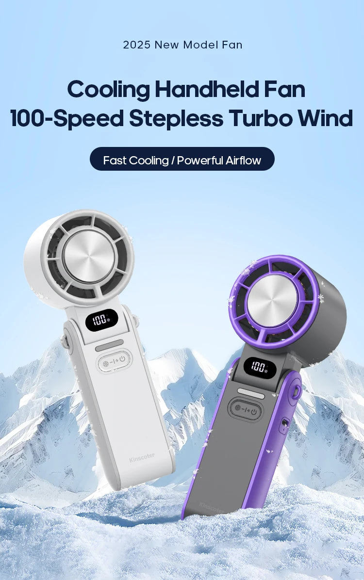 Gadgit Co™ Handheld Fan | Ice-Cool Technology, 100-Speed, 3600mAh, USB Rechargeable