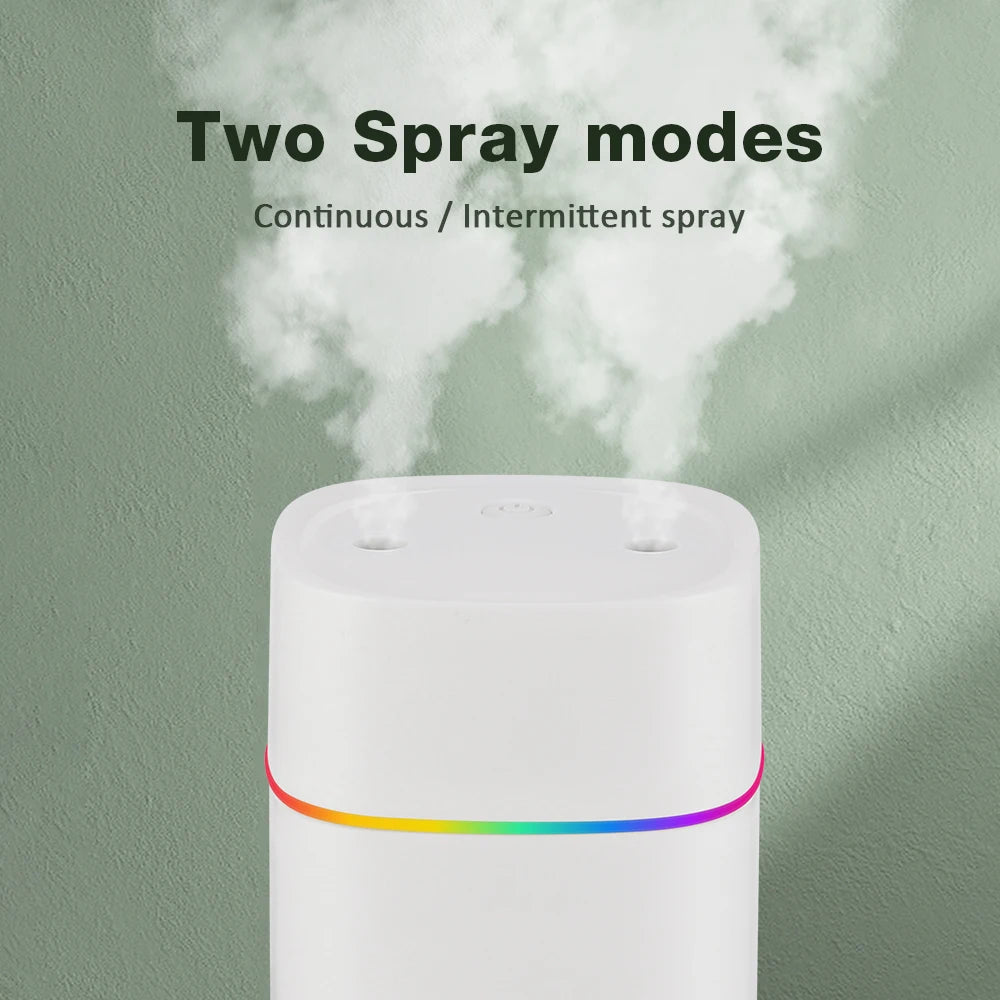 Gadgit Co 600ml Portable USB Cool Mist Humidifier & Aroma Diffuser | Dual Spray, Mood Light