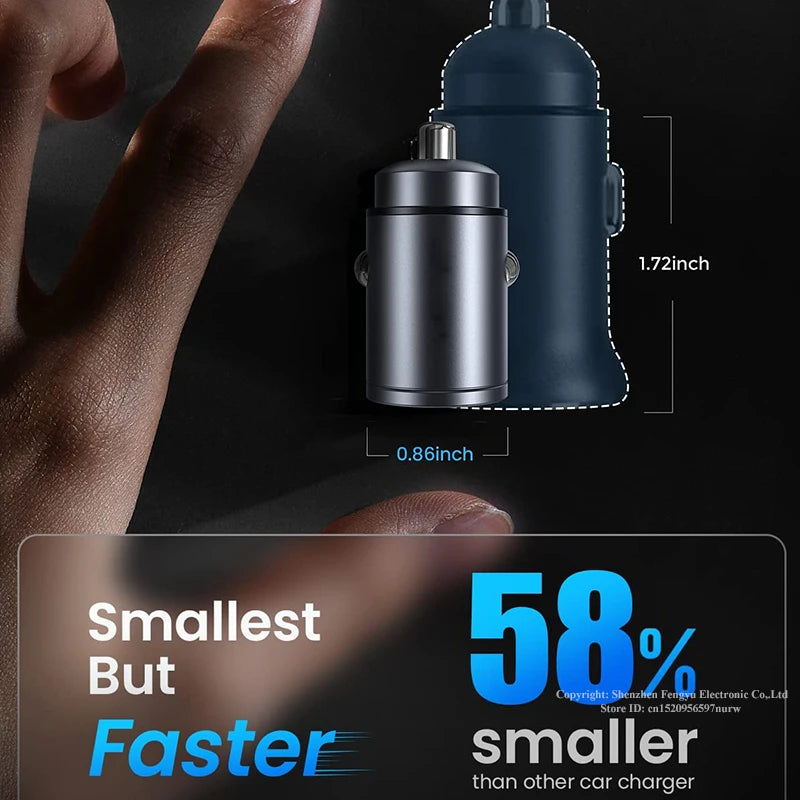 Dual Port USB-C Fast Car Charger | 100W GaN