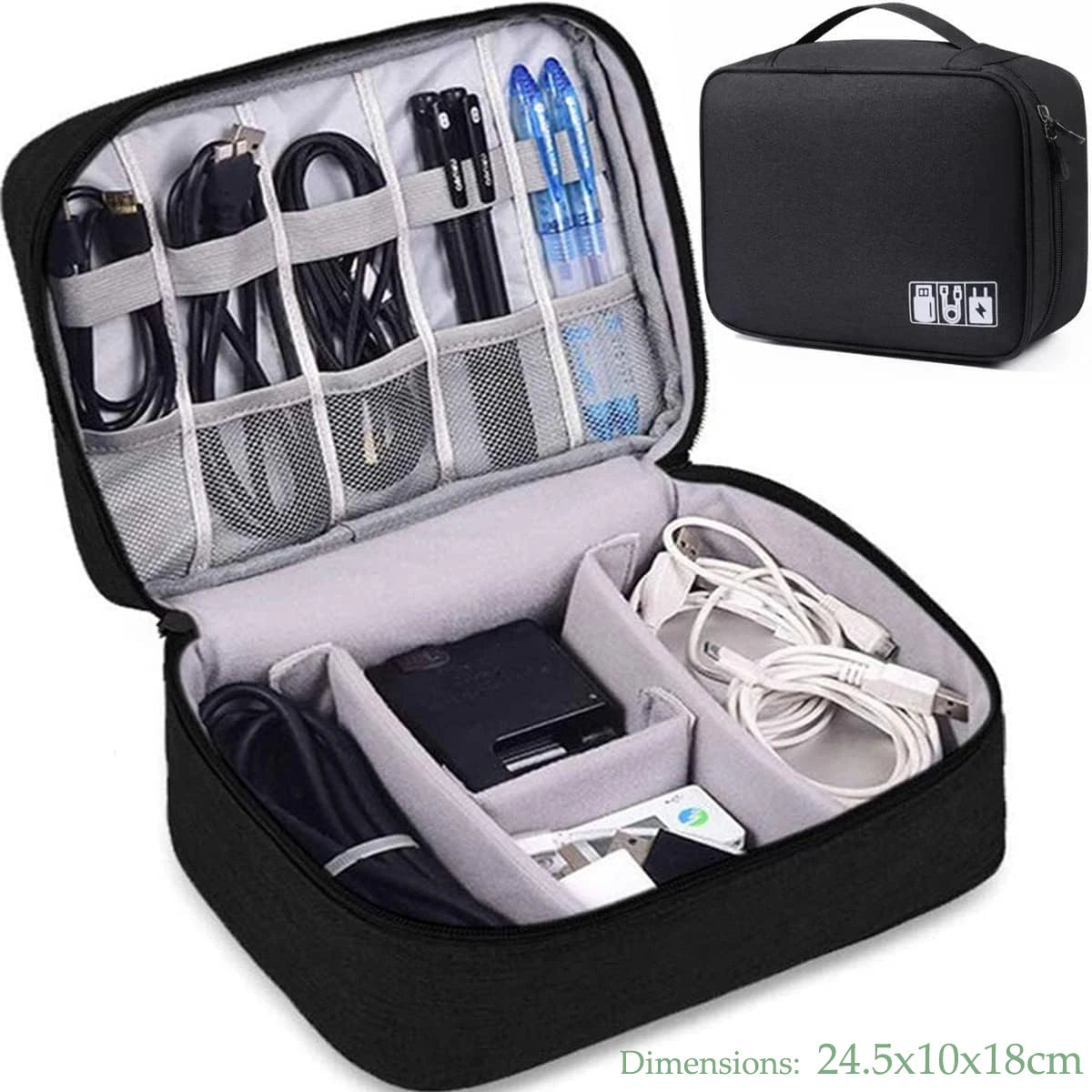 Gadgit Co™ Waterproof Electronics Organizer | 1 & 2 Layer, Adjustable Dividers