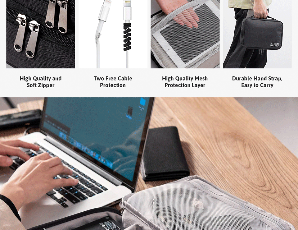 Gadgit Co™ Waterproof Electronics Organizer | 1 & 2 Layer, Adjustable Dividers