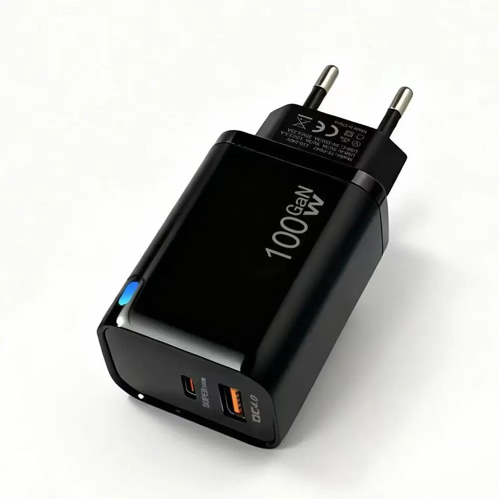 100W GaN USB-C +USBA   Charger  for MacBook Air ，Samsung Galaxy,Ipad Pro, Phone 17/16/15 and More , Power Bank  Quick Charge