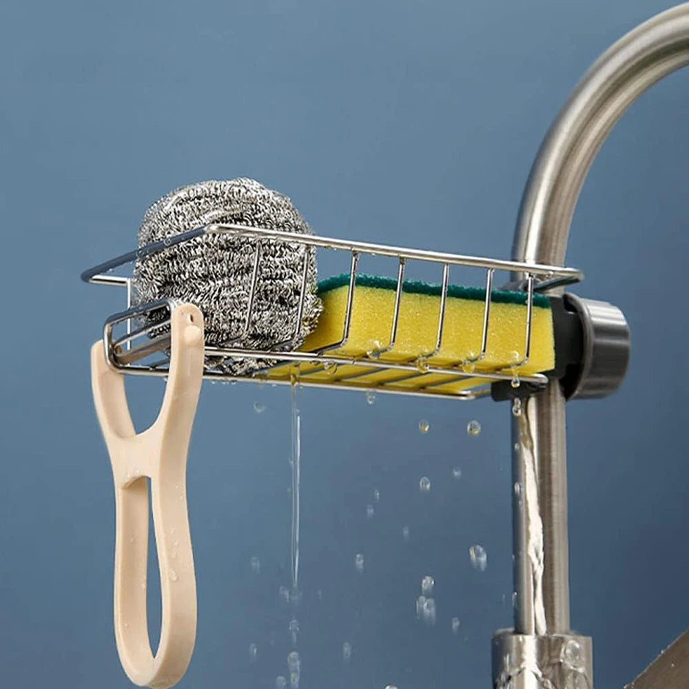 Gadgit Co Faucet Sink Caddy | Sponge, Soap & Towel Holder, No Drilling, 6 Styles