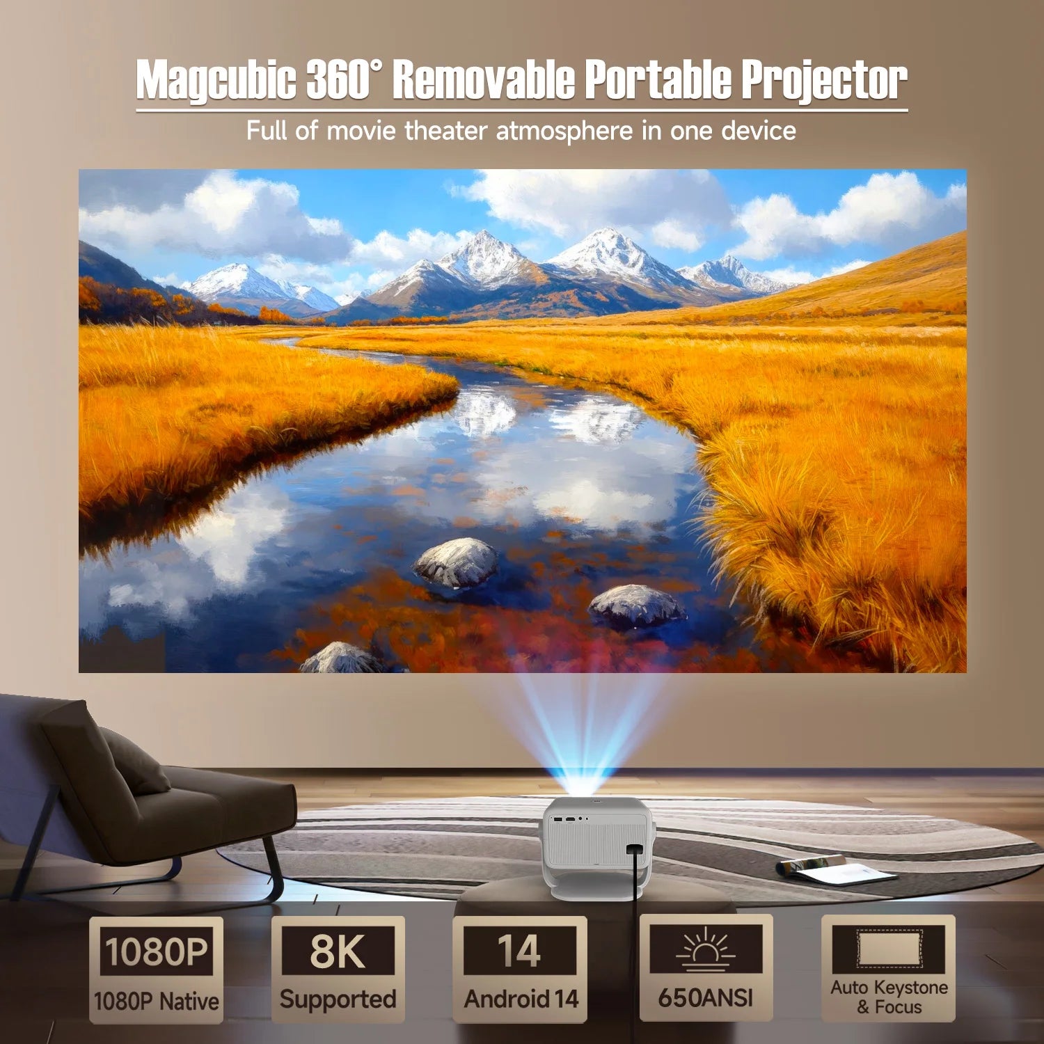 CineSphere X™ – Native 1080P Smart 360° Projector